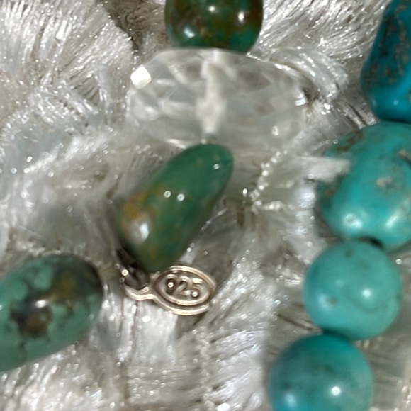 Peyote Bird 925 Silver Vintage Artisan Turquoise Pearl Stretch Bracelet - Picture 4 of 5